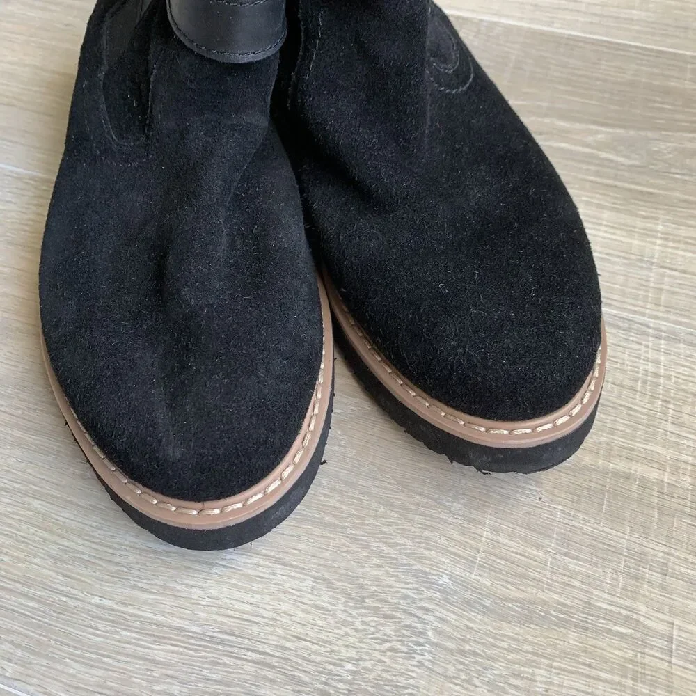 Bongo Kinsley Black Suede Zip Up Booties Sz 9 Boots Buckle